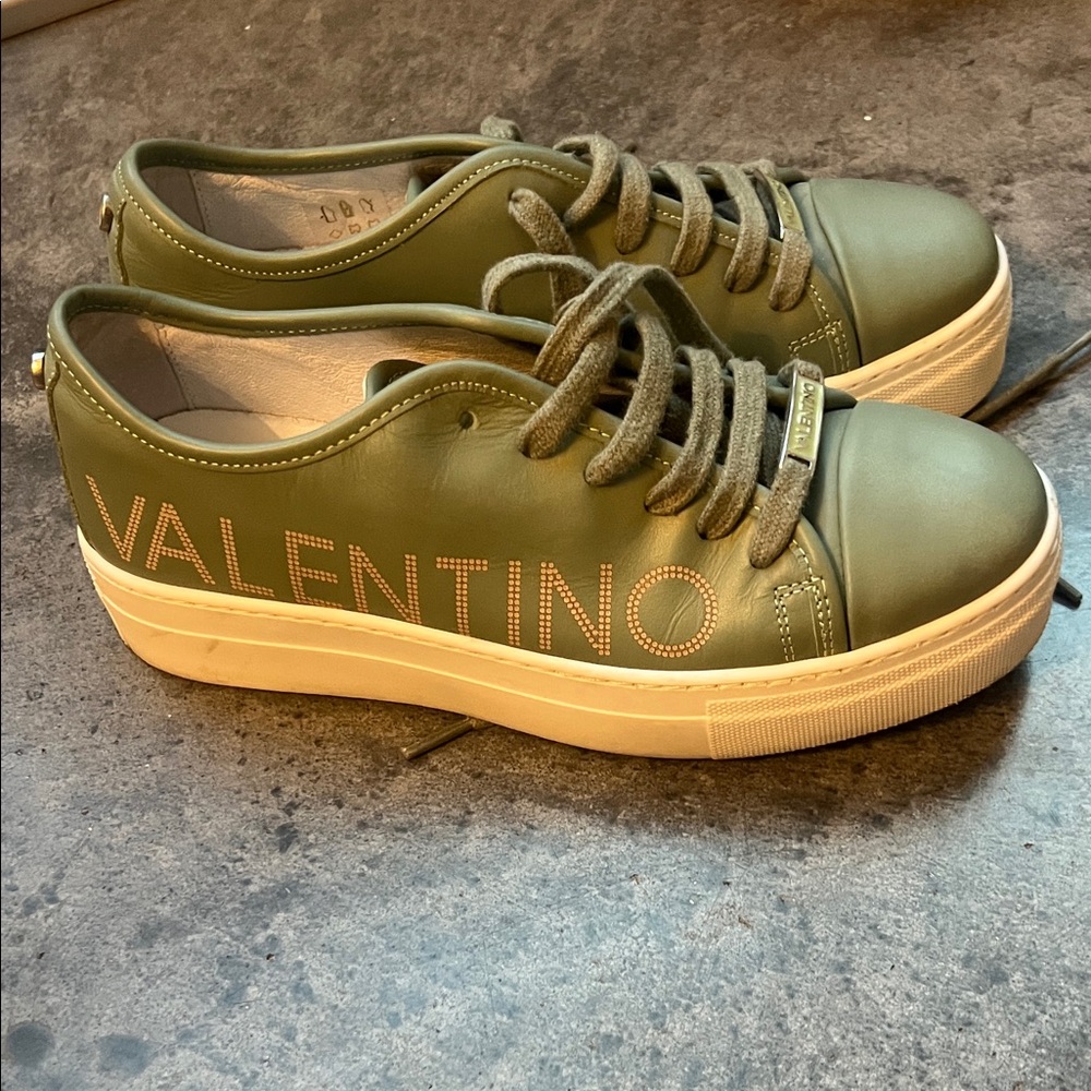 Valentino Olive Green Platform Sneakers
